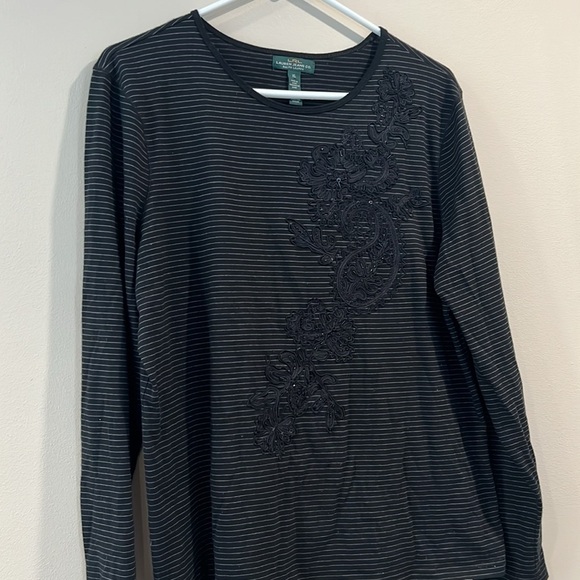 🔥Ralph Lauren Black Boxy Embellished Long Sleeve T-Shirt🔥 - Picture 6 of 6